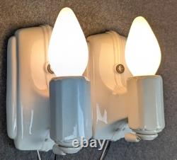 Restored Pair of PORCELIER Art Deco White Porcelain Sconces, Excellent, 1930's