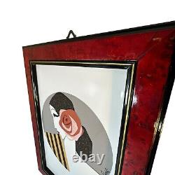 Roberto Tortoli Original Art Deco Lady WithRose On Porcelain Framed Signed