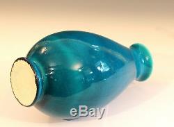 Robertson Hollywood CA Pottery Art Deco Turquoise Crackle Glaze Vintage Vase 11