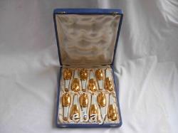 Robj, French Art Deco Porcelain Knive Rets, Duck, Set Of 12,1920 Years
