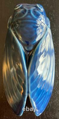 Rookwood Pottery Wall Pocket, 1922 Blue Locust Cicada Figural Wall Pocket #1636