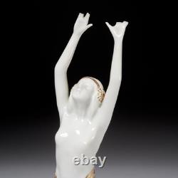 Rosenthal Antique Art Deco Gold White Nubian Dancer Bochs Figurine K 358 10.5h