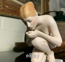 Rosenthal Art Deco Ernst Wenck Porcelain Drinking Maiden Nude Figurine #752 MINT