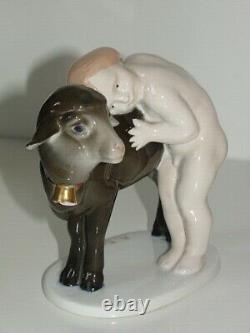 Rosenthal Art Deco Putti Cherub Child Lamb Figurine Albert Caasmann K355