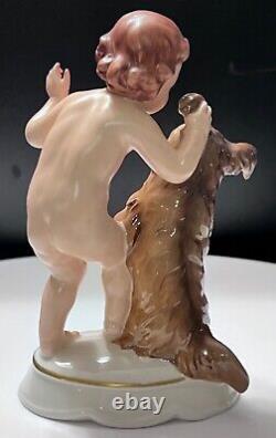 Rosenthal Child With Dog Figurine Fritz # 475 Rare full Color Mint