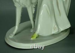 Rosenthal Figurine Germany Porcelain Lady Borzoi Greyhound Dog Animal Art Deco