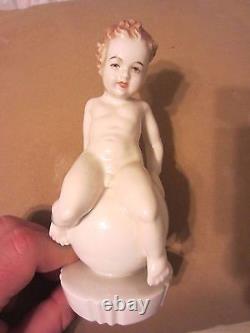 Rosenthal German Porcelain Art Deco Nude Putto Boy on Ball Figurine Germany 1939
