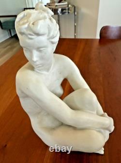 Rosenthal Germany Bisque Porcelain Nude Woman Figurine Seated Pose 9 Tall
