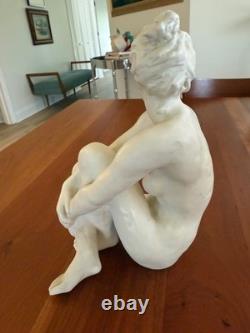Rosenthal Germany Bisque Porcelain Nude Woman Figurine Seated Pose 9 Tall
