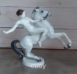 Rosenthal Porcelain Figure Nude on Horse Germany Kunstabteilung Selb Art Deco