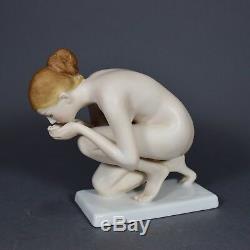 Rosenthal Wenck Die Trinkende Art Deco Figur figure figurine porcelain Akt nude