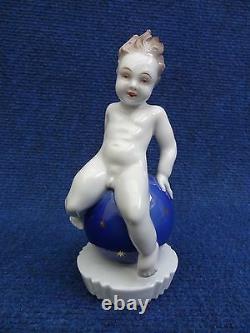 Rosenthal figurine Child Putto on Ball by F. Nagy Germany Porcelain Sky 1930's