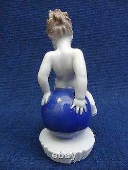Rosenthal figurine Child Putto on Ball by F. Nagy Germany Porcelain Sky 1930's