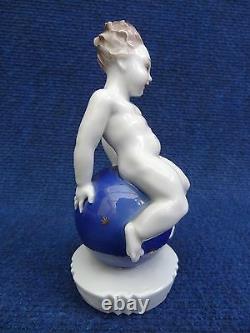 Rosenthal figurine Child Putto on Ball by F. Nagy Germany Porcelain Sky 1930's