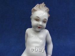 Rosenthal figurine Child Putto on Ball by F. Nagy Germany Porcelain Sky 1930's