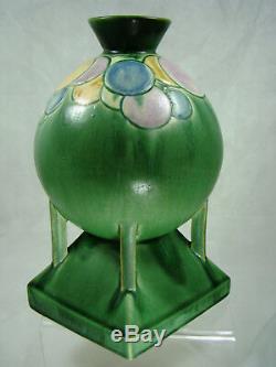 Roseville Art Pottery FUTURA BALLOONS GLOBE VASE 404-8 VIBRANT Green Art-Deco
