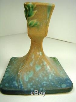Roseville RARE Art Pottery Futura Candlesticks with Leaves 1073-4 Art-Deco