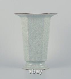 Royal Copenhagen, Art Deco porcelain vase in a rare shape with crackle glaze