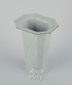 Royal Copenhagen, Art Deco porcelain vase in a rare shape with crackle glaze