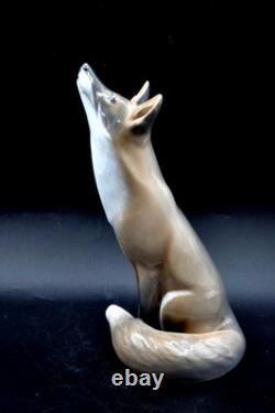 Royal Copenhagen Signed Fox Porcelain Statue Sculpture Art Deco