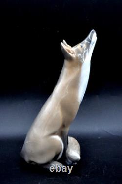 Royal Copenhagen Signed Fox Porcelain Statue Sculpture Art Deco