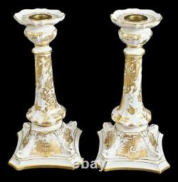 Royal Crown Derby Gold Aves Porcelain China Candlesticks Candle Holders 10 1/2