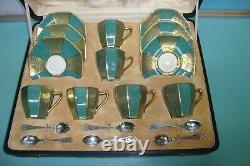 Royal Doulton Sterling silver Mappin webb ART DECO porcelain tea coffee Box set