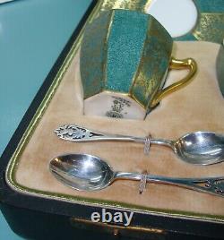 Royal Doulton Sterling silver Mappin webb ART DECO porcelain tea coffee Box set