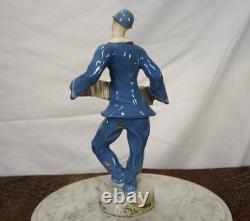 Royal Dux Bohemia Art Deco porcelain Pierrot clown accordion player 11.75 inch