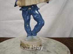 Royal Dux Bohemia Art Deco porcelain Pierrot clown accordion player 11.75 inch