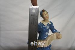 Royal Dux Bohemia Art Deco porcelain Pierrot clown accordion player 11.75 inch