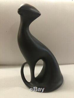 Royal Dux Bohemia Black Cat Porcelain Figurine Duchov MidCentury Modern Art Deco