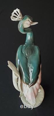 Royal Dux Crowned Crane Art Deco Figurine Czechoslovakia