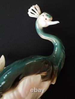 Royal Dux Crowned Crane Art Deco Figurine Czechoslovakia