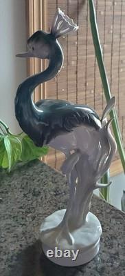 Royal Dux Crowned Crane Art Deco Figurine Czechoslovakia