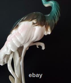 Royal Dux Crowned Crane Art Deco Figurine Czechoslovakia