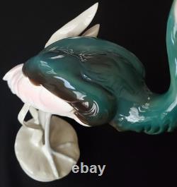 Royal Dux Crowned Crane Art Deco Figurine Czechoslovakia