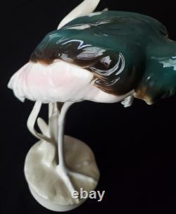 Royal Dux Crowned Crane Art Deco Figurine Czechoslovakia