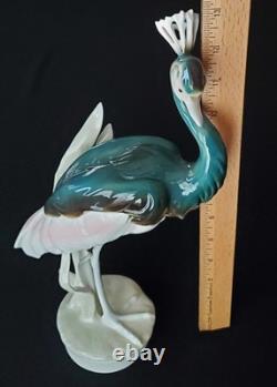 Royal Dux Crowned Crane Art Deco Figurine Czechoslovakia