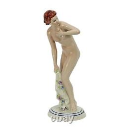 Royal Dux Elly Strobach Nude Porcelain figurine, art deco ca. 1930 (# 14564)