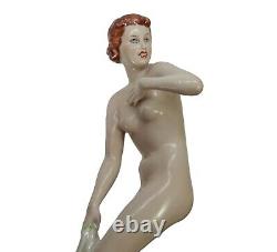 Royal Dux Elly Strobach Nude Porcelain figurine, art deco ca. 1930 (# 14564)