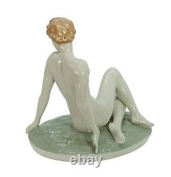 Royal Dux Elly Strobach Nude Porcelain figurine, art deco ca. 1930 (# 14568)