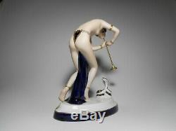 Royal Dux Eloquent Art Deco Porcelain Snake Charmer Figurine With Full Marks