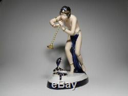 Royal Dux Eloquent Art Deco Porcelain Snake Charmer Figurine With Full Marks