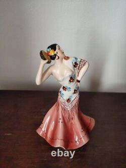 Royal Dux dancer with a tambourine porcelain Figurine art deco