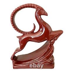 Royal Haeger Vintage Art Deco Red Gazelle / Antelope Sculpture Statue 19