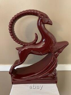 Royal Haeger Vintage Art Deco Red Gazelle / Antelope Sculpture Statue 19