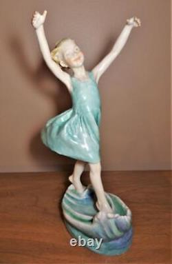 Royal Worcester DANCING WAVES Girl Puce Mark, F. G. Doughty Porcelain Figurine