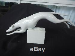 Royal dux art deco leaping greyhound dog figurine white porcelain czechoslovakia