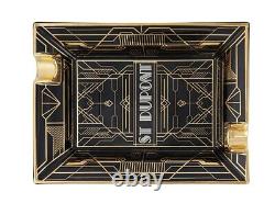 S. T. Dupont Art Deco Ashtray PORCELAIN 006409 6409 GREAT GATSBY Gold & Black